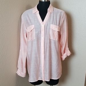 Chicos Button Front Long Sleeve Semi Sheer…